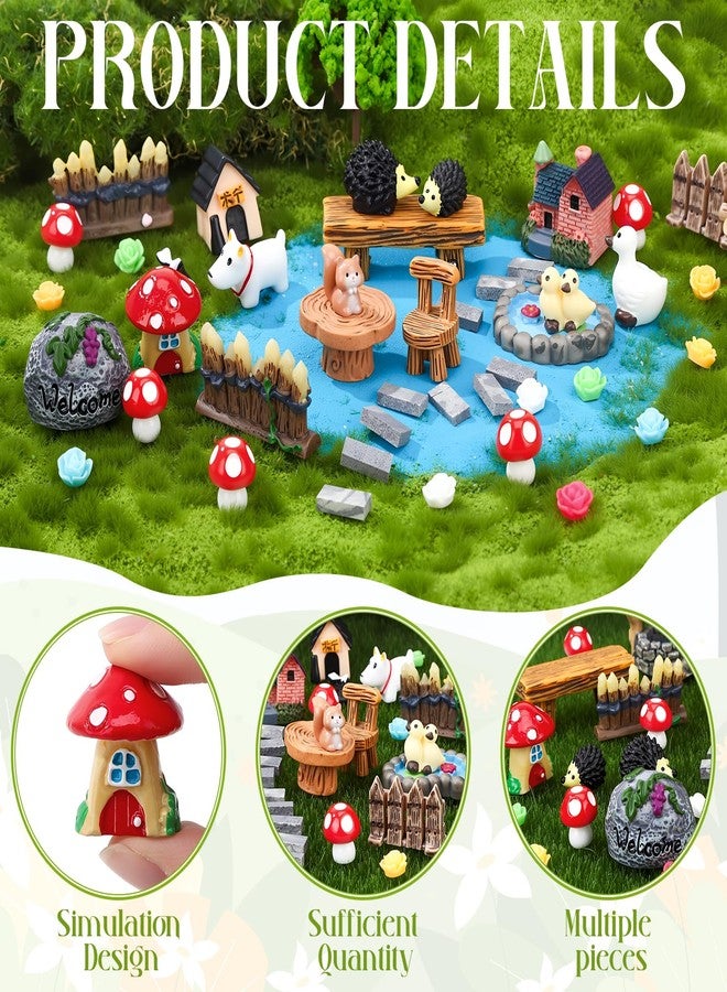 GGSTDDUP 45 Pcs Fairy Garden Accessories Miniatures Garden Kit with Animals, Mushroom House & Trees Miniature Accessories for Terrarium, Dollhouse & Outdoor Decor - Image 2
